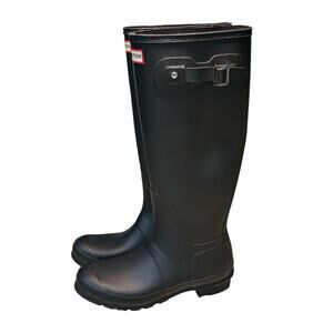 Hunter Boots Original Matte Black Tall Waterproof Rubber Pull on Rainboot Size 9